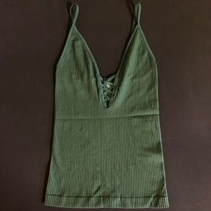 Free People Green Ribbed Tank